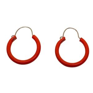 1970s‎ Retro Boho Orange Hoop Earrings Gold Tone Closure Women's Jewelry